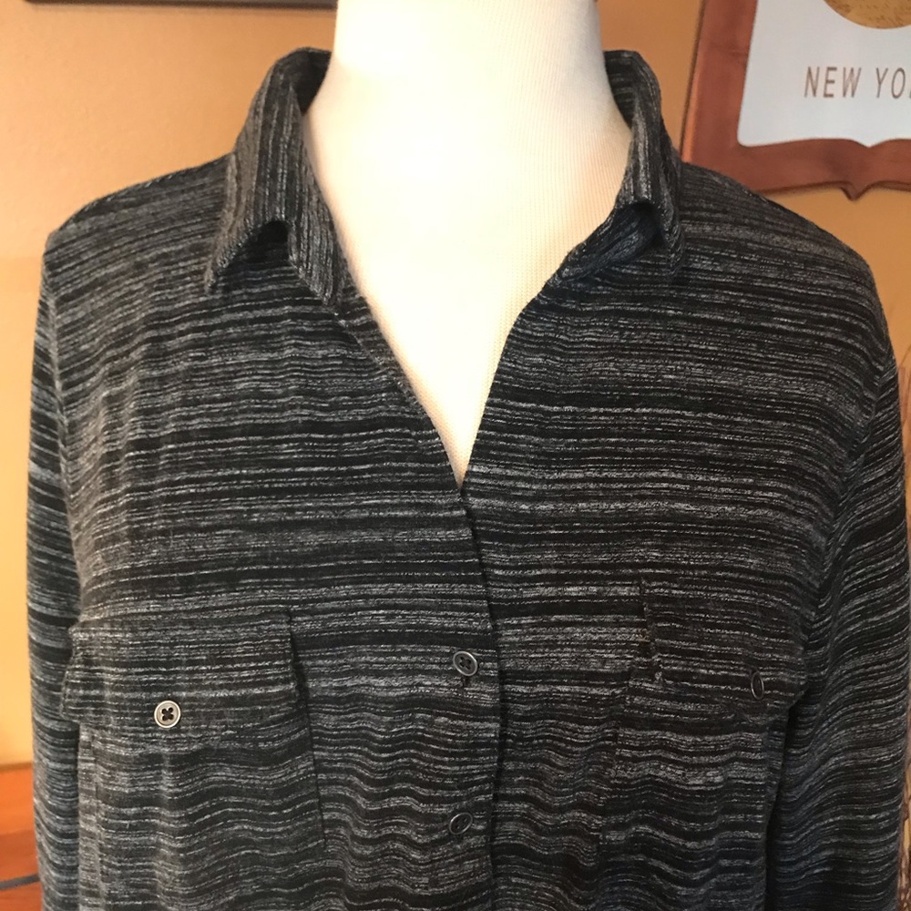 Soft Collared Black/Grey Stripped shirt
